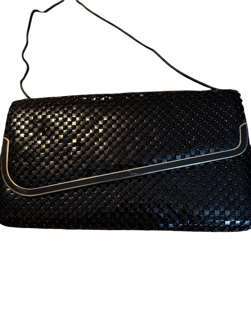 Whiting & Davis black crossbody / clutch formal bag removable strap